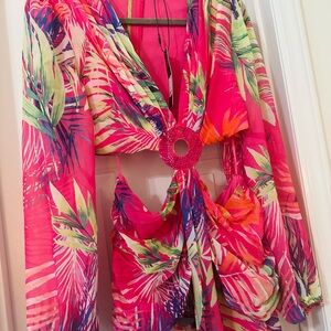 Fashion Nova Pink Tropical Maxi Dress